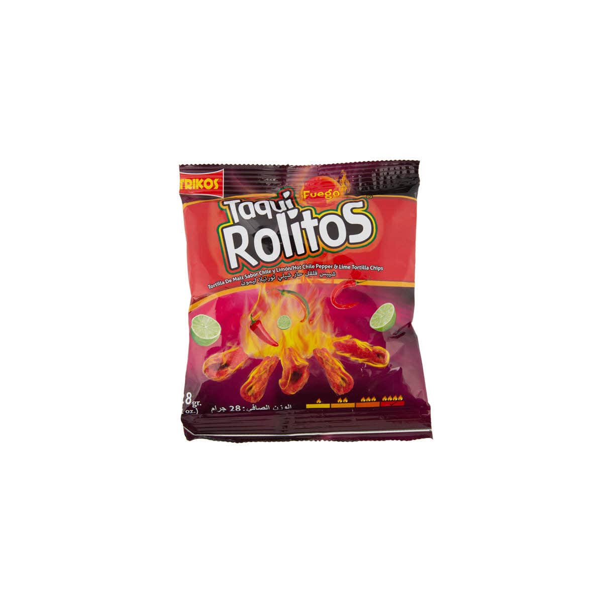 Taqui Rolitos Chips 28g Hot Chilli Pepper and Lime