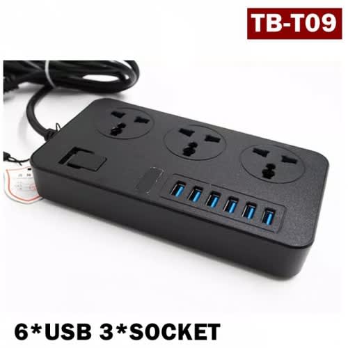 Universal Power Socket Extension With 3 Ac Sockets And 6 Usb Ports Tb T09 3.1A