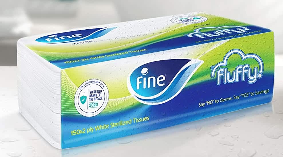 Fine Facial Tissues Fluffy (150 pulls)