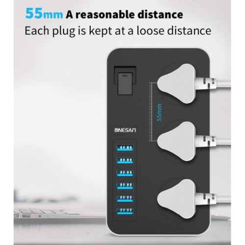 Universal Power Socket Extension With 3 Ac Sockets And 6 Usb Ports Tb T09 3.1A