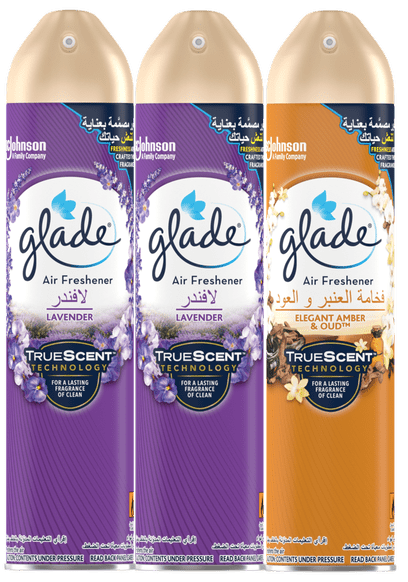 Glade Air Freshener 2 Lavender + 1 Oud Free (3 x 300ml)