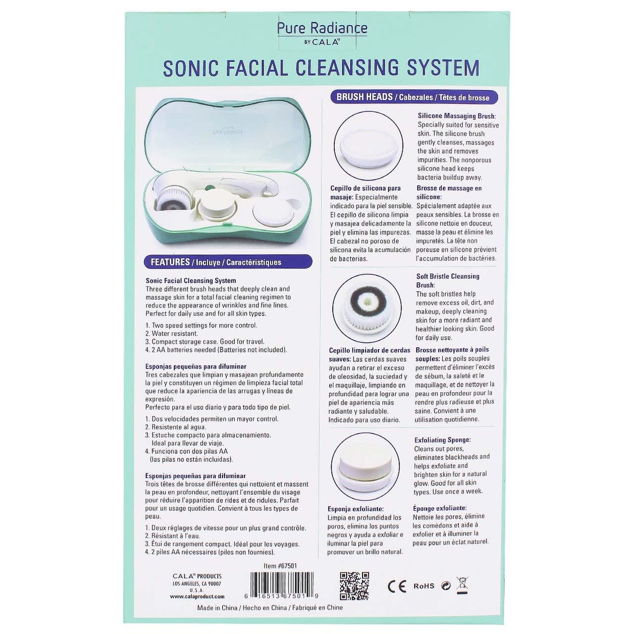 Cala Sonic Facial Cleansing System 3 Way Brush