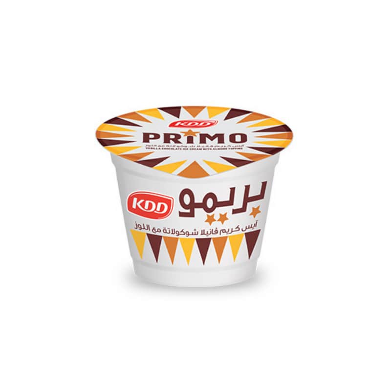 KDD Primo Ice Cream Cup Vanilla & Chocolate With Almonds Topping 100ml