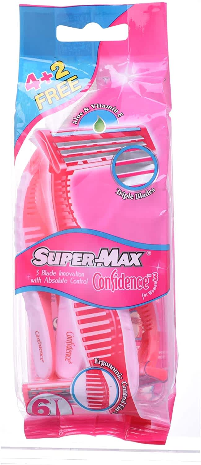 Supermax Confidence 3 Disposable Razor For Ladies (4+2 Free)